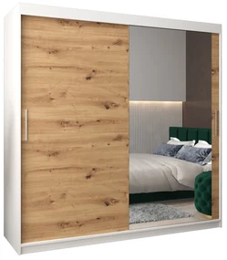 Dulap de haine 200 cm Toki 2 (alb mat + stejar artisan). 1065015