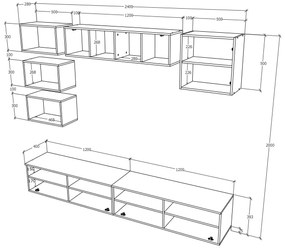 Living haaus Haga V18, Antracit/Stejar Wotan, L 240 cm