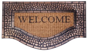 Covor de usa cu reliefuri pietre de bronz   Welcome   75x45 cm