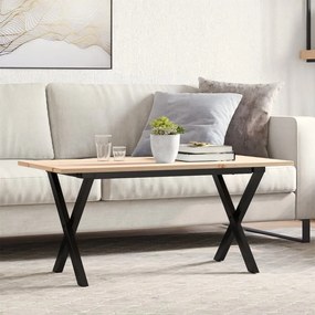 vidaXL Masă de cafea, cadru X, 90x40x45 cm, lemn masiv pin și Oţel