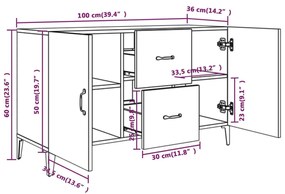 Servanta, alb, 100x36x60 cm, lemn prelucrat 1, Alb