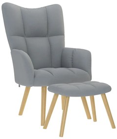 vidaXL Scaun de relaxare cu taburet, gri deschis, textil