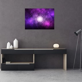 Tablou pe sticlă abstracției violete (70x50 cm)