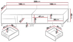 Set 2 mese TV Clea XI W Double (Alb + lucios Alb) (cu iluminat LED albastru). 1106201