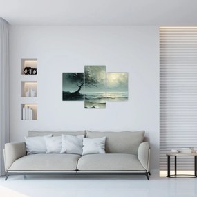 Tablou - pictură în ulei de un copac cu oceanul (90x60 cm)