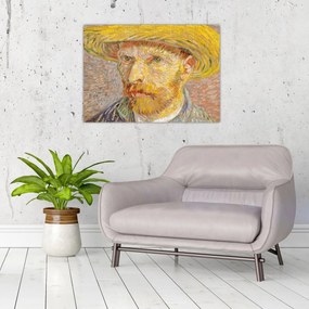 Tablou pe sticlă - Vincent van Gogh, Self-Portrait with a Straw Hat (The Potato Peeler), reproducere (70x50 cm)