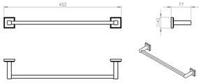 GEDY 692145 Suport pentru prosoape Colorado 45 x 8cm , argintiu