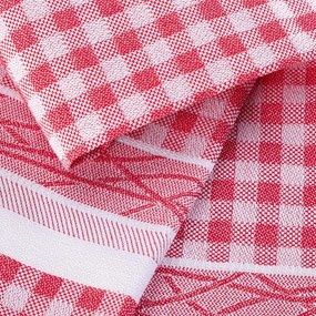 decoDoma Prosoape de bucătărie din bumbac jacquard roșu 50 x 70 cm 3 buc