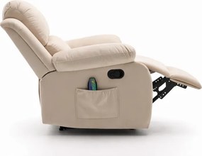 Fotoliu Masaj, Incalzire, rabatabil, sezut cu arcuri metalice, suport picioare extensibil, catifea, Bej