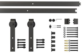 HOMCOM kit montat usi glisante, 200x4x0.6cm, negru | Aosom Romania