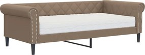 vidaXL Pat de zi cu saltea, cappuccino, 90x200 cm, piele ecologică
