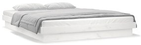Cadru de pat cu LED, alb, 200x200 cm, lemn masiv Alb, 200 x 200 cm