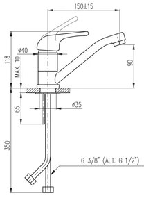 RAV Slezák SA015.0 - Baterie pentru lavoar SAZAVA, 15 cm, crom lucios