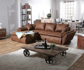 Colțar extensibil dumonde cu ladă de depozitare si sezut confortabil din spuma high-density, Loana Madagaskar Brown II 270x185 cm