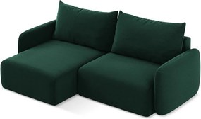 Colțar verde închis extensibil/cu spațiu de depozitare cu tapițerie din catifea (cu colț pe partea stângă/cu șezlong) Kalena – Makamii