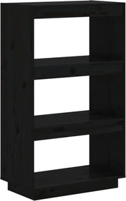 vidaXL Bibliotecă/Separator cameră negru 60x35x103 cm lemn masiv pin