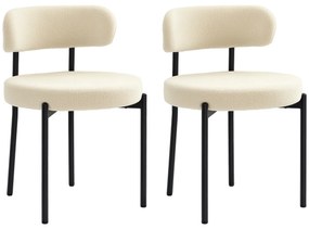 HOMCOM Set de 2 scaune de masă cu spătar din material textil și picioare din oțel 51 x 51 x 76 cm bej negru | Aosom Romania