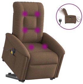 vidaXL Fotoliu electric de masaj rabatabil cu ridicare, maro, textil