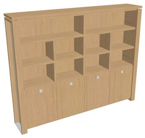 Dulap înalt Verno+ S 260 x 46 x 210 cm, cu rafturi, stejar deschis / vanilie