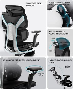 DeluxStar T2 ELITE PRO – Scaun Ergonomic Premium cu Suport Lombar Dual Dynamic 3D, Suspensie Air-Glide și Suport Complet Cervical – Spate – Lombar, Negru