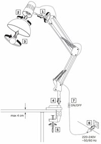 Lampă de masă WORKER 1xE27/10W/230V alb