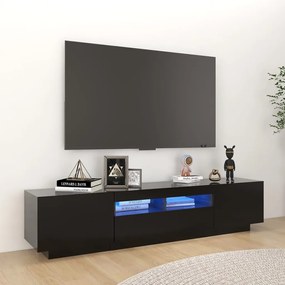 3081898 vidaXL Comodă TV cu lumini LED, negru, 180x35x40 cm