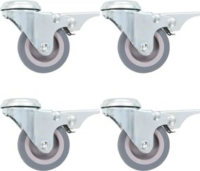 vidaXL Roți pivotante cu gaură șurub, frâne duble, 4 buc., 50 mm