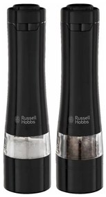 Moara electrica de sare si piper Russell Hobbs Black 28010-56, Mecanism ceramic, LED, Negru