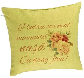 Perna Decorativa pentru Nasa 1, 40x40 cm, Verde, Husa Detasabila, Burduf