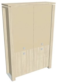 Dulap înalt Verno+ S 140 x 46 x 210 cm, uși combinate, salcâm / vanilie