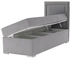 Pat boxspring, pat de o persoană, gri deschis, 80x200, dreapta, BILY