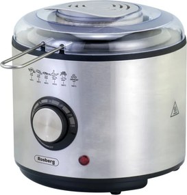 La mâna a doua: Friteuza cu ulei Rosberg R51980U, 1 L, 950W, Control temperatura, Filtru, Inox