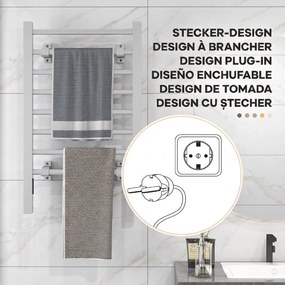 HOMCOM Uscător Electric de Prosoape pentru Perete sau Podea cu Timer și 8 Bare 53x35x90 cm Negru | Aosom Romania