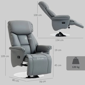 HOMCOM Fotoliu Relax Rotativ 360°, Reclinabil 130°, Gri | Aosom Romania