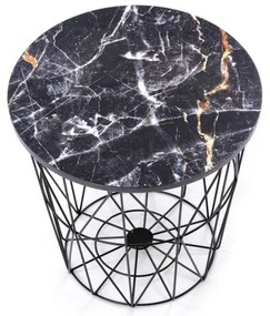 Măsuță de cafea HARISSA 41x42 cm negru/negru decor marmorat