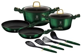Set de vase de gătit cu suprafață din titan 10 buc. verde/negru BerlingerHaus