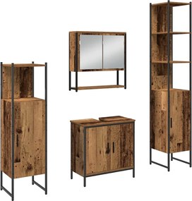 vidaXL Set de mobilier pentru baie 4 pcs Maro 33 x 33 x 185.5 cm