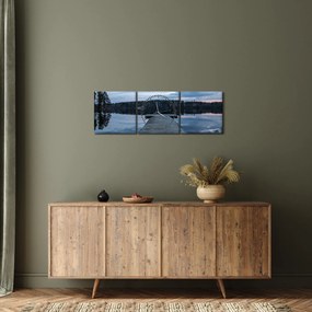 Tablou - Ponton de lemn, lac (cu ceas) (90x30 cm)