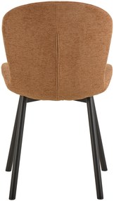 MAZZONI EXPORT FIORA Teracotă (material Apia 272)/cadru negru – SCAUN MODERN TAPITAT DIN CHENILLE PENTRU LIVING/BUCĂTĂRIE