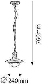 Brilagi - Lampă suspendată de exterior MOLDE 1xE27/60W IP44 bronz/patină