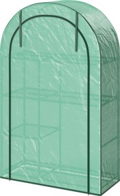 Outsunny Seră pentru Grădină cu 4 Niveluri, Ușă Batantă și 14 Catarame din Plastic, 100x45x160 cm, Verde | Aosom Romania