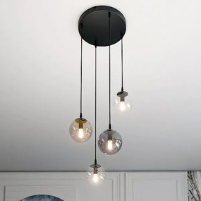 Lustră pe cablu COSMO 4xE14/10W/230V d. 40 cm negru/gri/bej/transparent