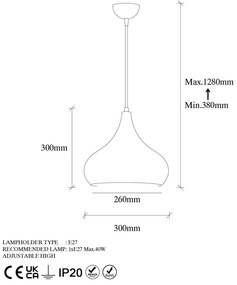 Lustră cu abajur din metal ø 26 cm Muba – Opviq lights