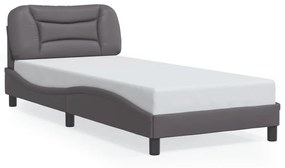 3207970 vidaXL Cadru de pat cu tăblie, gri, 90x190 cm, piele ecologică