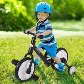 HOMCOM Bicicletă Fără Pedale Copii 2-5 Ani cu Șa Reglabilă, Roți și Pedale Negru | Aosom Romania
