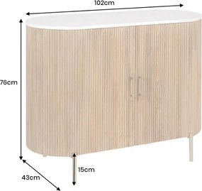 Comoda lemn de mango, marmura alba TRES CHIC 105cm