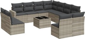 vidaXL Set canapele de grădină cu perne, 12piese gri deschis poliratan