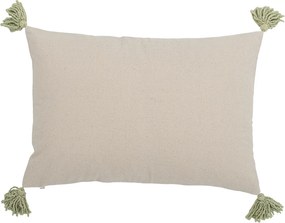 Pernă decorativă din bumbac galben cu felii de lămâie brodate și mărgele, 50×35 cm, „Lemon"