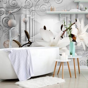 Tapet autoadeziv magnolie cu fundal abstract