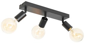 Spotlight modern negru dreptunghiular cu 3 lumini - Facil